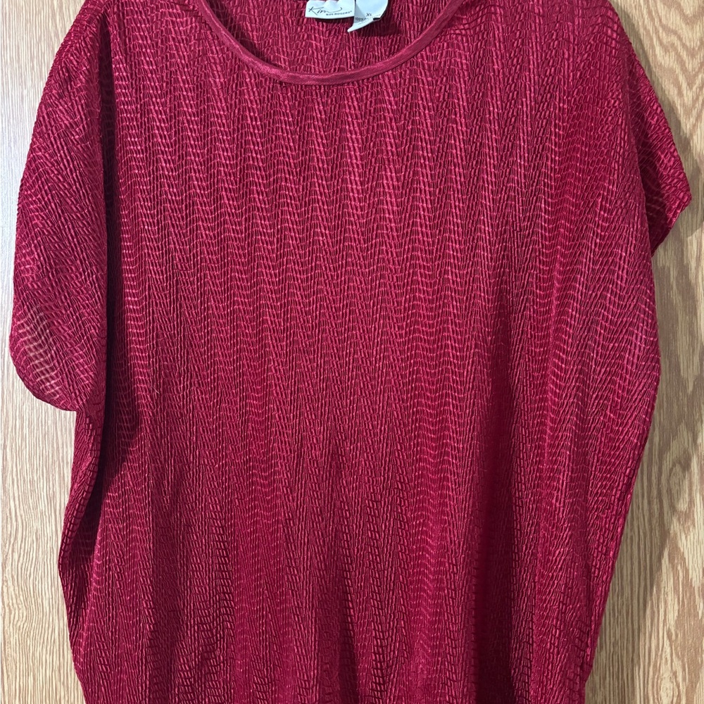 Kim Rogers Rich Red Textured Blouse